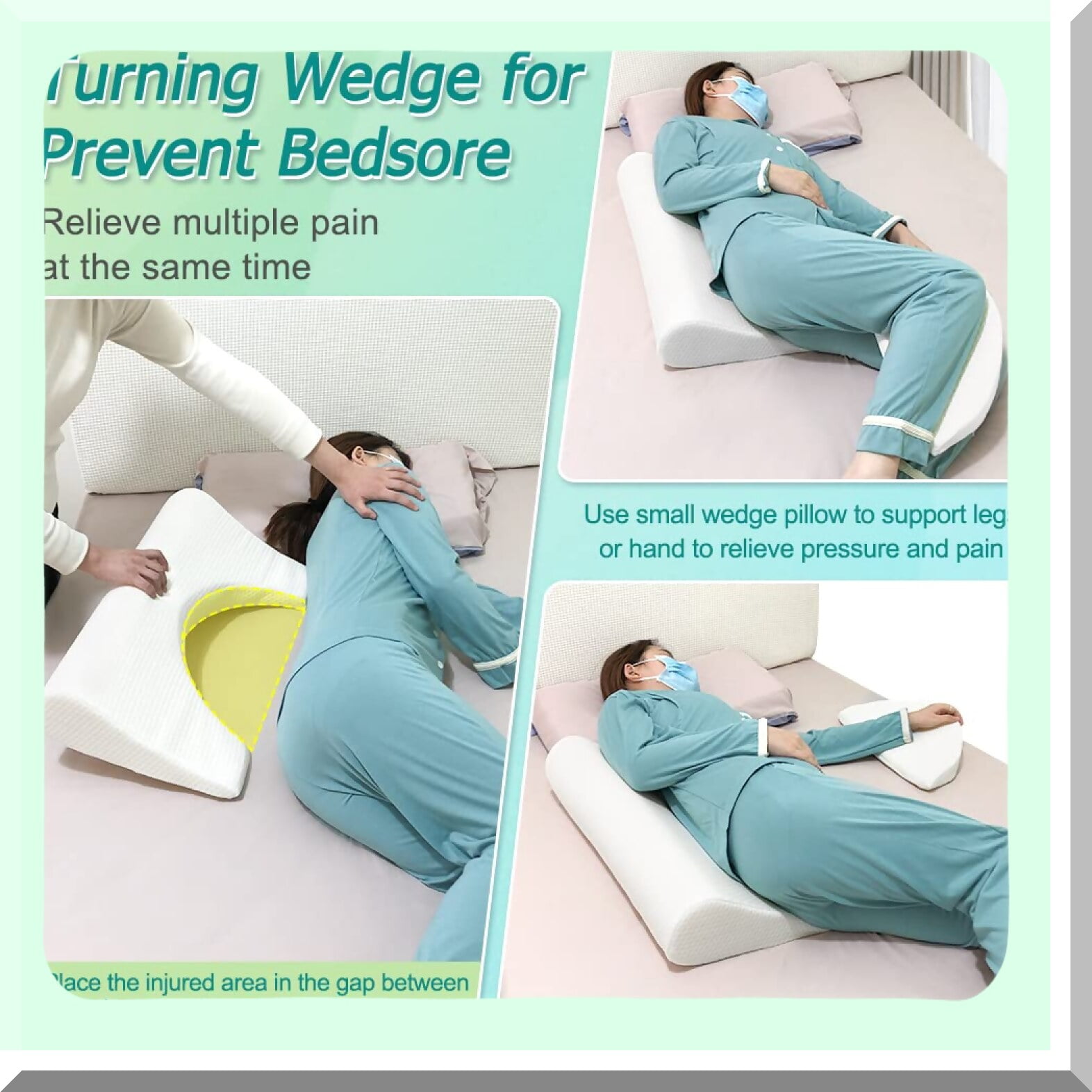 PressureRelief Bed Wedge Pillow Medical Grade Positioning Cushion for Side Sleeping Bed Sores Prevention Incline Foam Support for Elderly