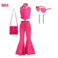thumbnail image 4 of Disfraz de Barbi de película para niñas, conjunto de 2 pantalones de piezas, Top y pantalones acampanados, Cosplay de fiesta de cumpleaños, traje de Carnaval, 4 of 5