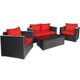 thumbnail image 4 of Gymax 8PCS Rattan Patio Conversation Set Outdoor Furniture Set w/ Red Cushions, 4 of 9