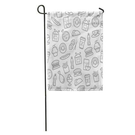 LADDKE Fast Food of Seafood Snacks and Desserts Burgers Sandwiches Sushi Garden Flag Decorative Flag House Banner 12x18