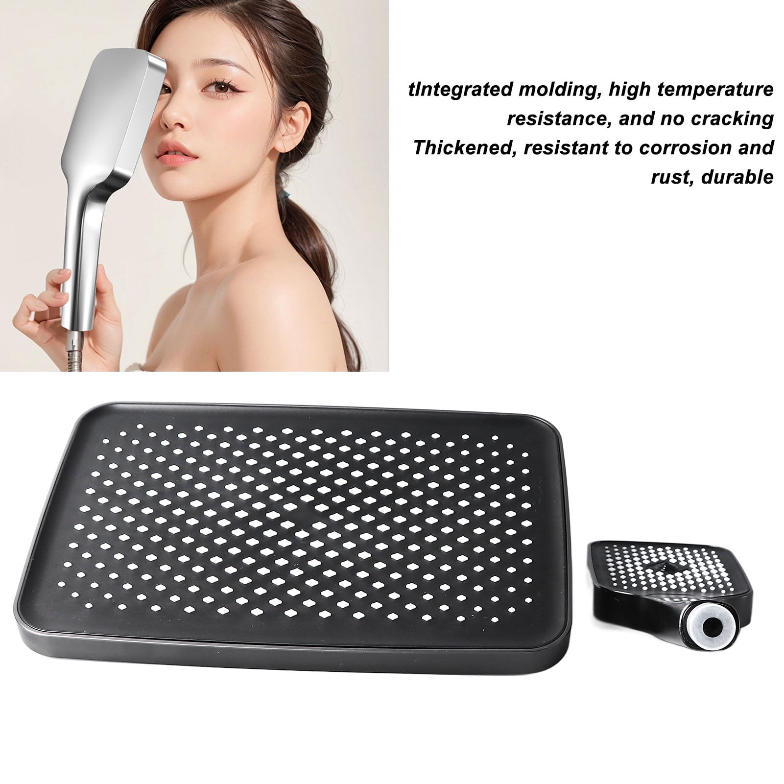 BIMZUC Dual Square Shower Head Combo High Pressure Rain Showerhead with Handheld Spray Electroplating Gray (12.2 inches / 31 cm)