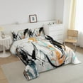 thumbnail image 2 of Orange And Black Comforter Set King Abstract Graffiti Down Comforter Oil Painting Grunge Bedding Set Aesthetics Room Decor Adults Contemporary Artwork Quilt Duvet 3 Pcs, 2 of 6