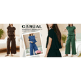 thumbnail image 6 of Women's 2 Piece Smocked Top Wide-Leg Pants Set High Waist Lounge Outfit Casual Boho Matching Set, 6 of 7