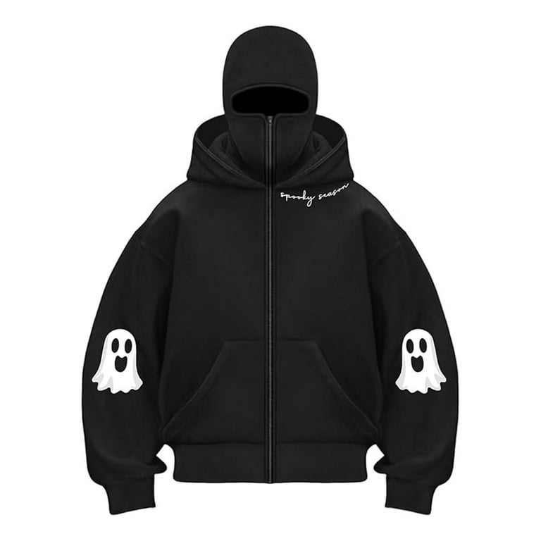 LiJinLong Balaclava Hoodie for Men Warm Face Hip Hop Double