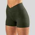 thumbnail image 2 of vigerkar Crossover Biker Shorts for Women, No Front Seam V High Waist Yoga Workout Gym Tummy Control Shorts Green, XL, 2 of 7
