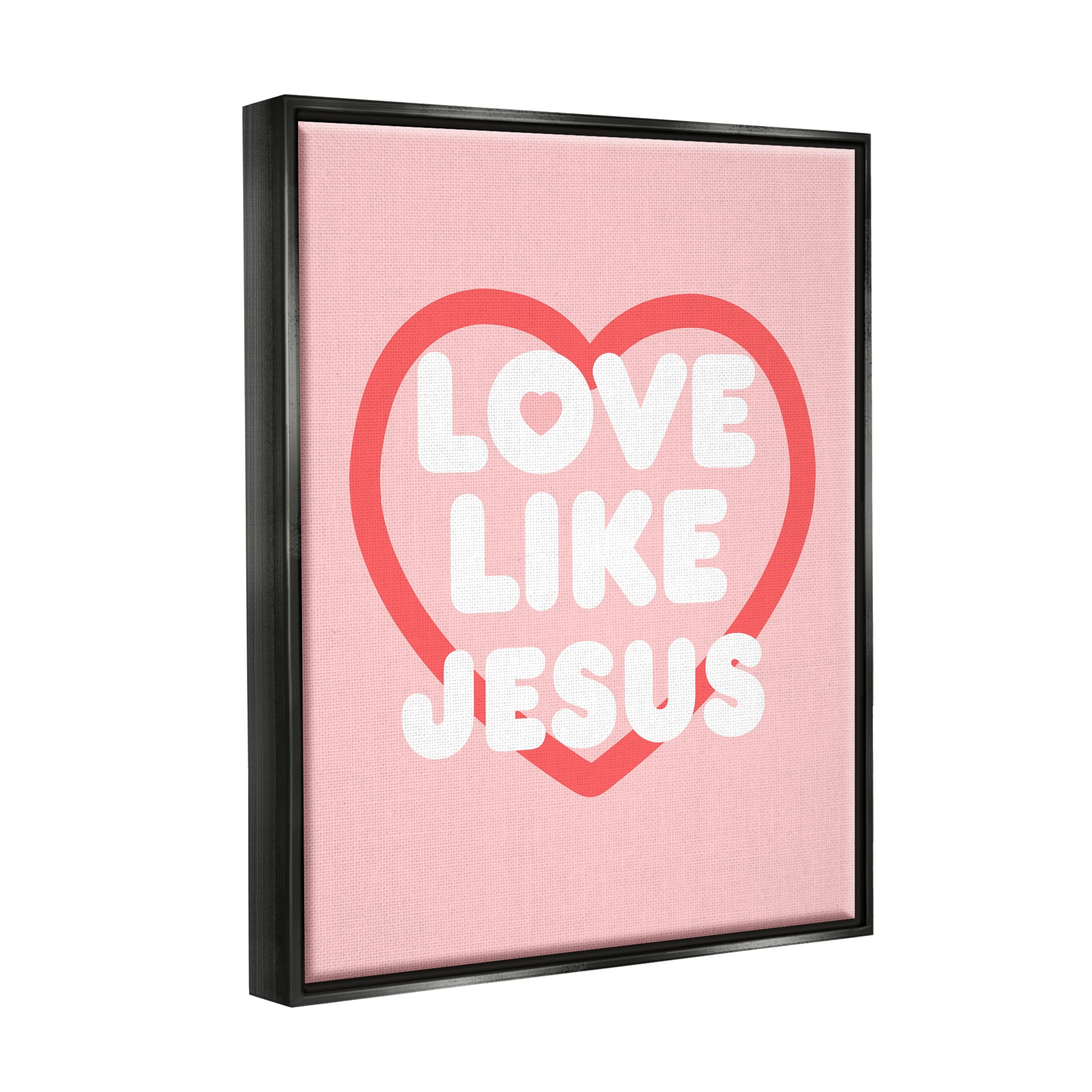 Stupell Industries Love Like Jesus Heart Inspirational Painting Black Floater Framed Canvas Art Print Wall Art, 17 x 21