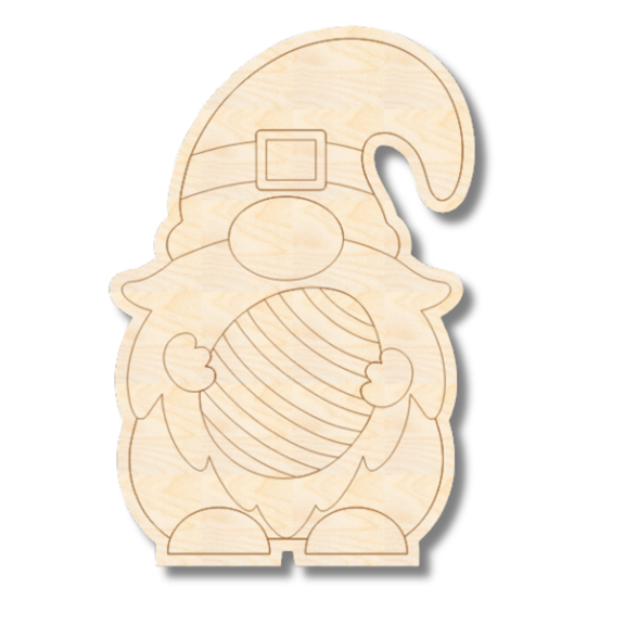 Unfinished Wood Etched Easter Egg Gnome Shape | Paint By Line Crafts 6" / 1/4"