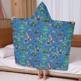 thumbnail image 5 of Blue Cartoon Dinosaurs Landscape Pattern Hooded Bath Towel，60"x35" for Ages 3 To 12 Kids, Quick Dry Lightweight Soft Microfiber Hood Beach Towel Cover Up for Kids, 5 of 7