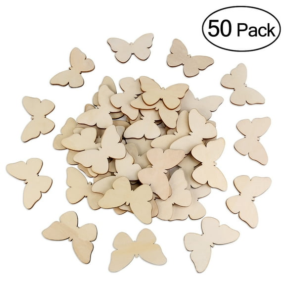 50pcs Unfinished Wood Butterfly Shapes Natural Wooden Cutouts for Crafts Painting Wedding Home Decor Tags