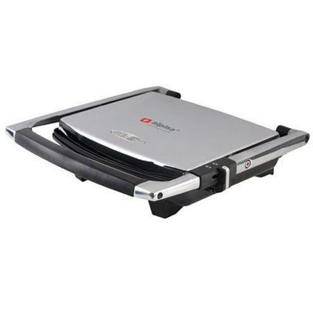 Alpina SF-6021 Panini Press Non Stick Gourmet 4 Sandwich Maker Stainless Steel Body, 220Volt (Not for