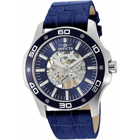 Invicta 17259 Men's Specialty Grand Mechanical Blue Skeleton Dial Blue Leather Strap Watch