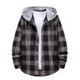 thumbnail image 2 of Donemore Men's Checkered Print Hooded Casual Jacket - Relaxed Fit Long Sleeve Button Front Drawstring Design Fashionable Outerwear, 2 of 4