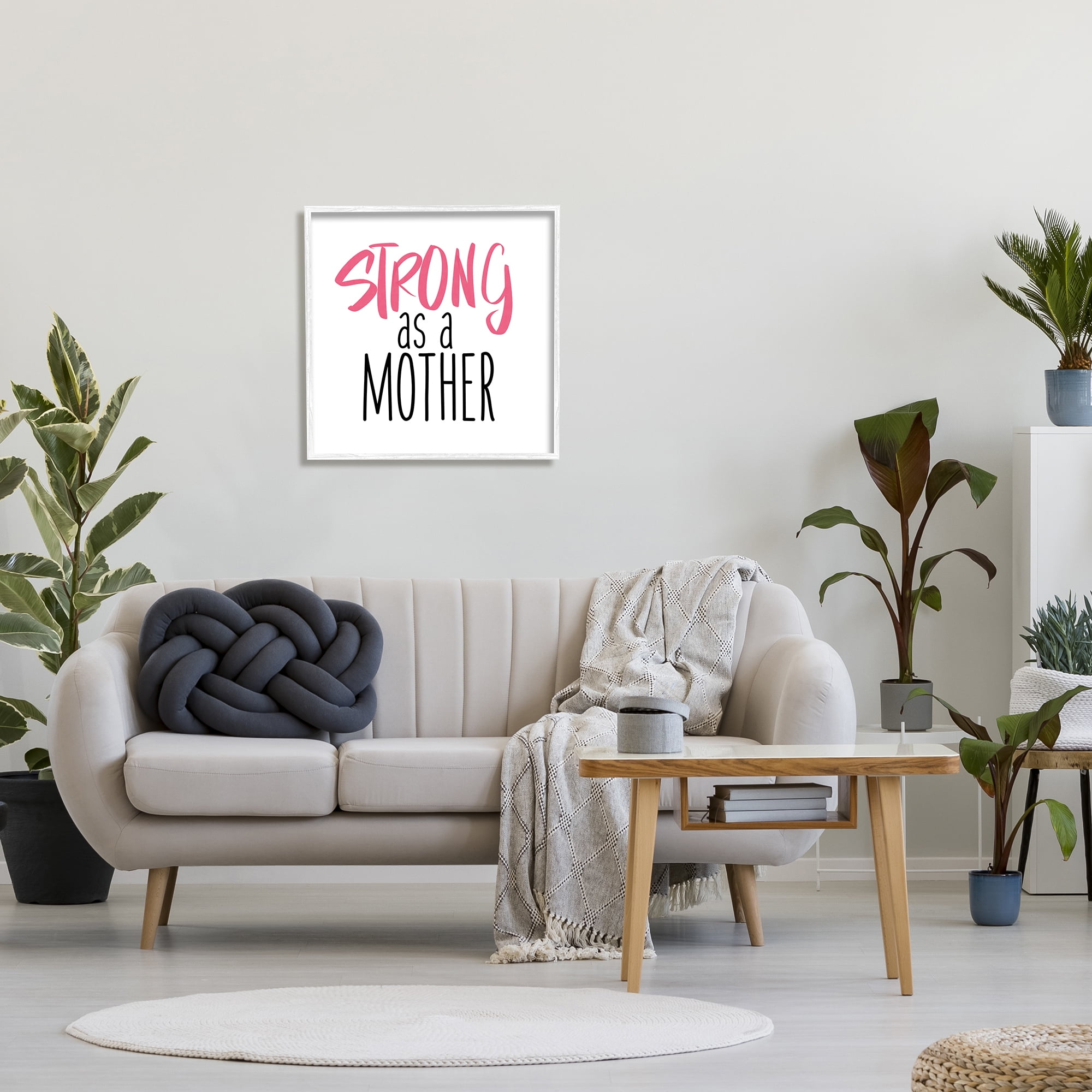 Stupell Industries Strong As A Mother Sentiment Minimal Pink Pop, 24 x 24, Designed by SD Graphics Studio