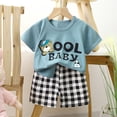 thumbnail image 2 of Nwiuh Boys'Summer Set Boys' Short Sleeved T-Shirt Top+Shorts Two-Piece Set Boys' Casual Wear (Light Blue, 3-6 Months), 2 of 5