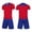 Red, variant on ITSAME Girls Soccer Uniform Outfits 2-Piece V-Neck Short Sleeve Top and Shorts Kids Football Training Set Purple Size 13