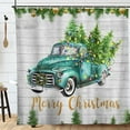 thumbnail image 2 of Merry Christmas Shower Curtain Truck Winter Holiday New Year Xmas Vintage Rustic Decor Waterproof Fabric with Hooks 72 x 72 Inch, 2 of 7