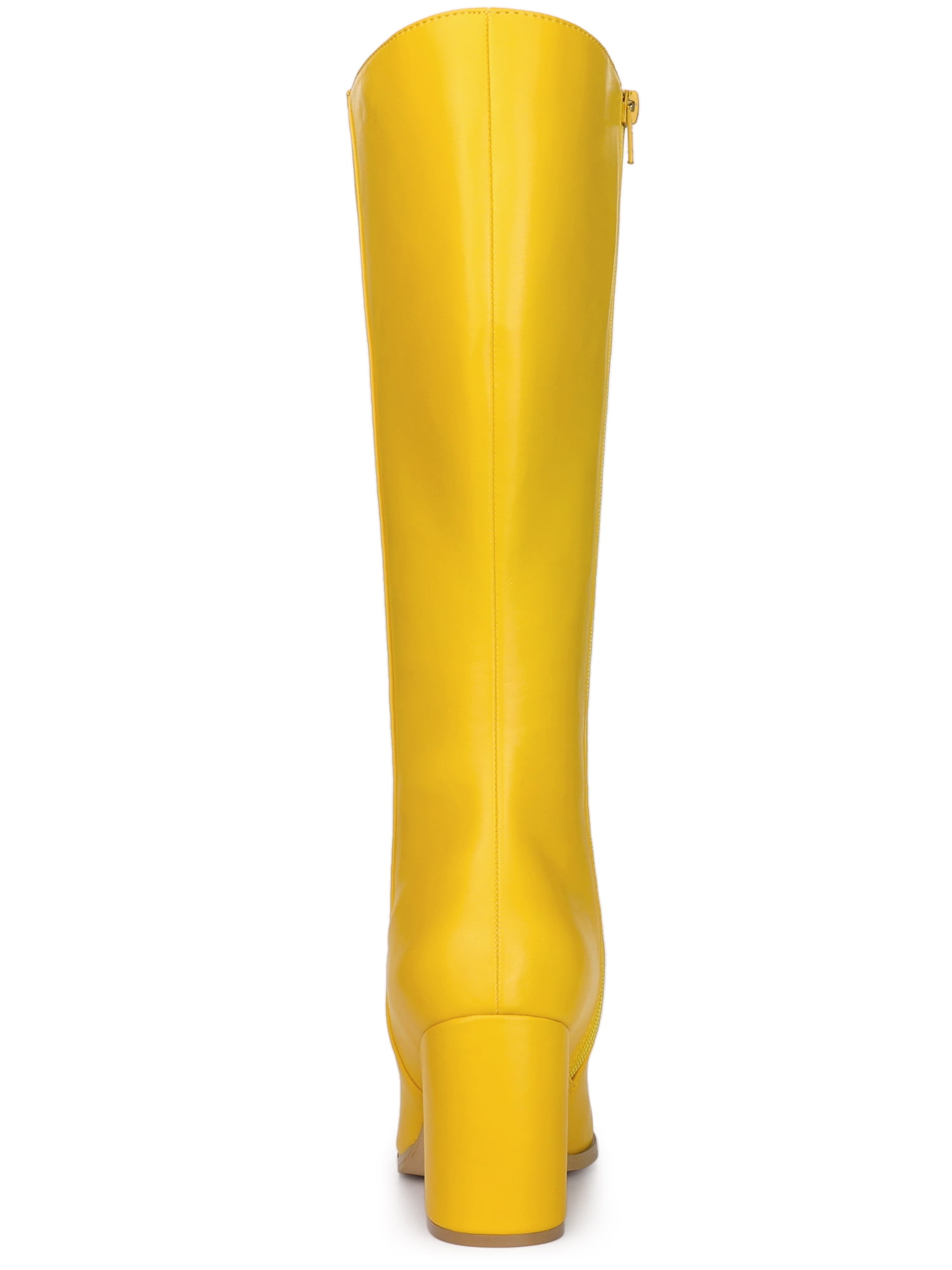 BLISSFUL STEP Women's Boots Round Toe Block Heels Knee High Solid