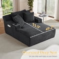 thumbnail image 3 of Muumblus Chaise Lounge Chair Indoor, Faux Fur Lounge Chair with Cup Holders, No Assembly Boneless Sleeper Sofa Bed for Living Room, Gray, 3 of 9