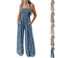 thumbnail image 6 of Women Floral Wide Leg Jumpsuit Sleeveless Square Neck Smocked Casual Summer Outfit, 6 of 6