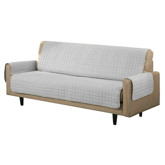 Zimtown Quilted Microfiber Sofa Cover Chair Slipcover Furniture Protector Three Seat Grey