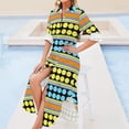 thumbnail image 4 of 2024 Striped Polka Dot Chiffon Dress Yellow Blue Modern Dresses Woman Long Sleeve Street Style V Neck Design Oversized Casual Dress, 4 of 7