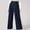 Navy, variant on Kyusrd Wide Leg Pants For Women Elastic High Waisted Pleated Side Pocket Waffle Knit Palazzo Trousers Casual Solid Color Loose Work Business Ruffled Slacks Pants