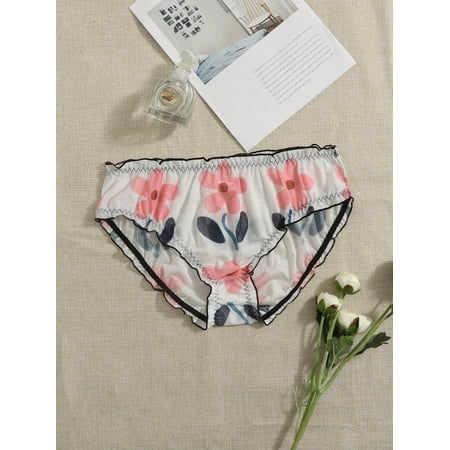 

Multicolor Sexy Women s Plus Floral Print Mesh Panty 2022 3XL(18) Y061D