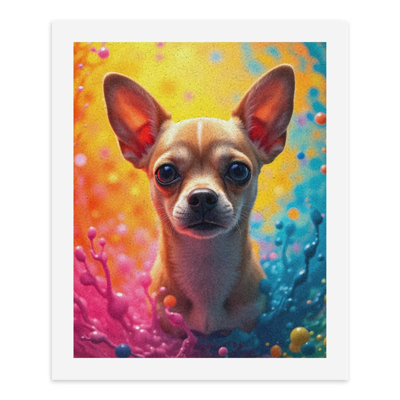 Paint By Numbers Kit for Adults Beginner - Chihuahua Colorful Splash Art DIY Canvas Painting Kits for Adults, Frameless Paint By Number for Adults for Home Wall Decor 16x20 Inch