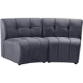 thumbnail image 3 of Meridian Furniture Causeuse Modulaire en Velours Gris Limitless, 3 of 7