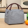 thumbnail image 3 of Striped Insulated Lunch Bag, Large Capacity Thermal Lunch Tote 9.06x7.09in, Reusable Cooler Bag for Work School Picnic (Black), 3 of 6