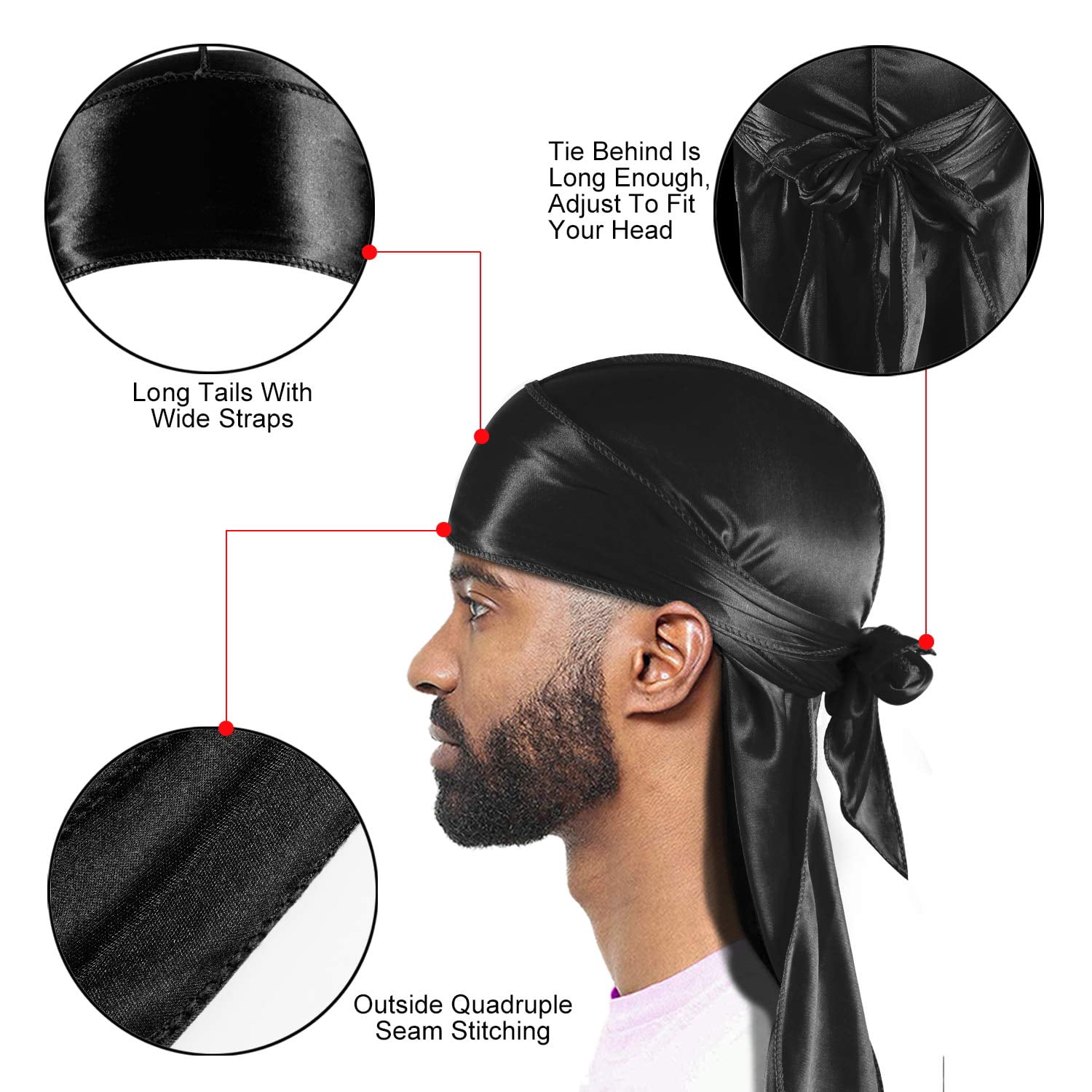 3pcs Silky Durags \u0026 360 Wave Brush Kits 