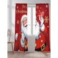 thumbnail image 2 of Red Santa Christmas Sheer Curtains 108 Inch Long 2 Panels, Xmas Snowflake Merry Christmas Light Filtering Rod Pocket Semi Sheer Curtains, Sheer Voile Drapes for Living Room Bedroom, 52"x108", 2 of 5