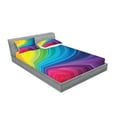 thumbnail image 2 of Ambesonne Colorful Fitted Sheet & Pillow Sham Set, Abstract Smooth Lines, King, Multicolor, 2 of 2