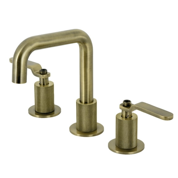Kingston Brass KS1413KL Whitaker Widespread Bathroom Faucet with Push Pop-Up Drain, Antique Brass