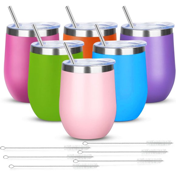 Vasos para vino YEBTS Life, 350 ml, 6 unidades, acero inoxidable