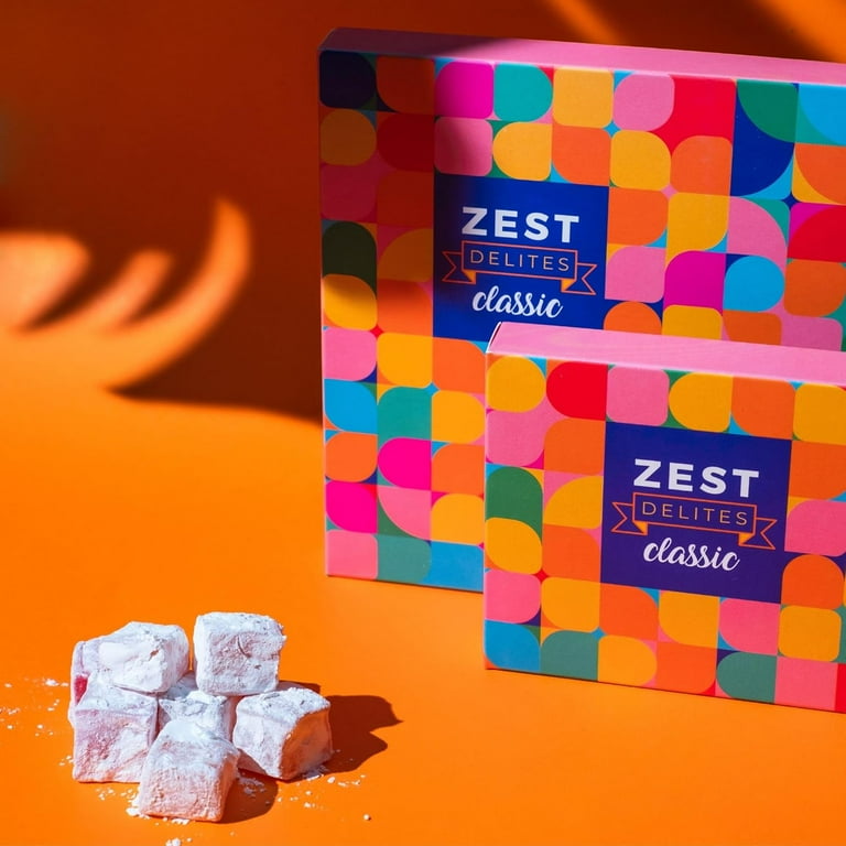 Zest Delites Turkish Delight Candy - 8.8oz Assorted Fruit Flavors Vegan Lokum