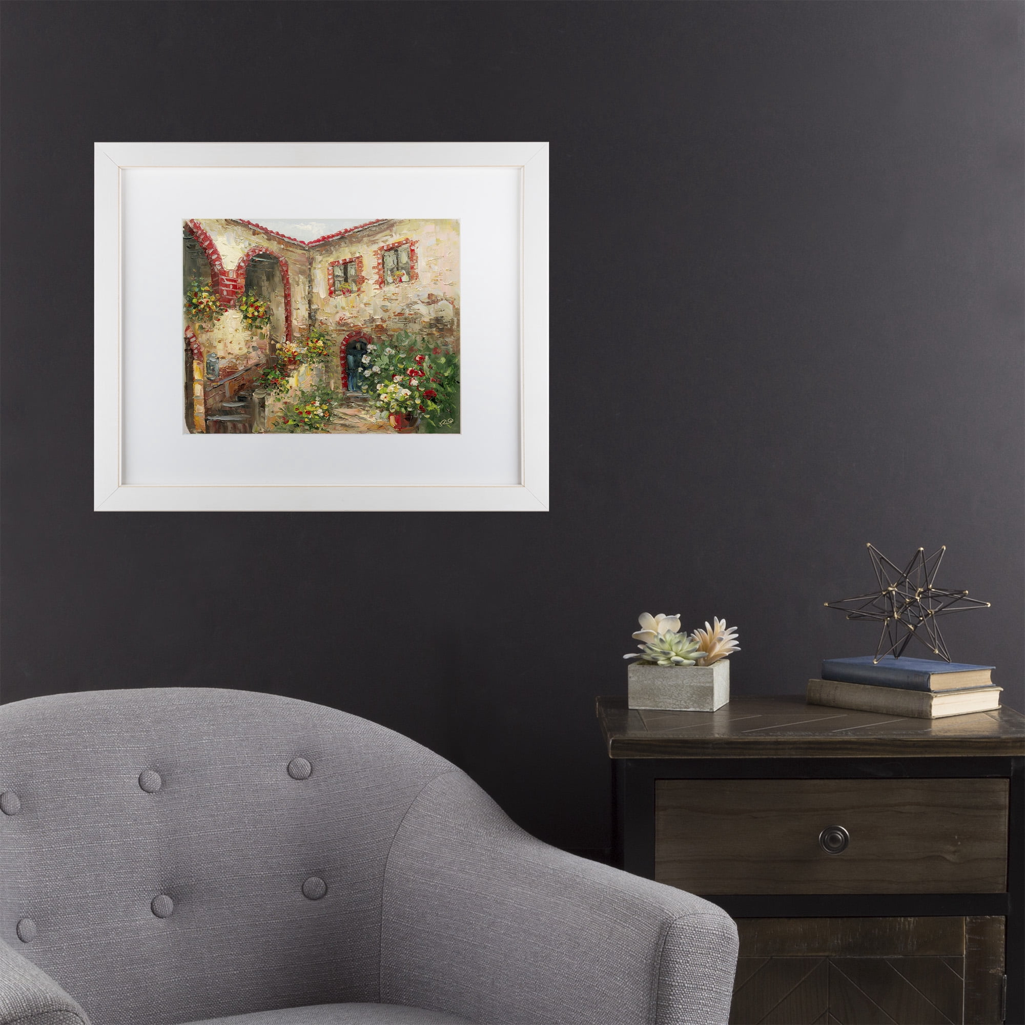 Trademark Fine Art 'Tuscany Courtyard' Matted Framed Art by Masters Fine Art