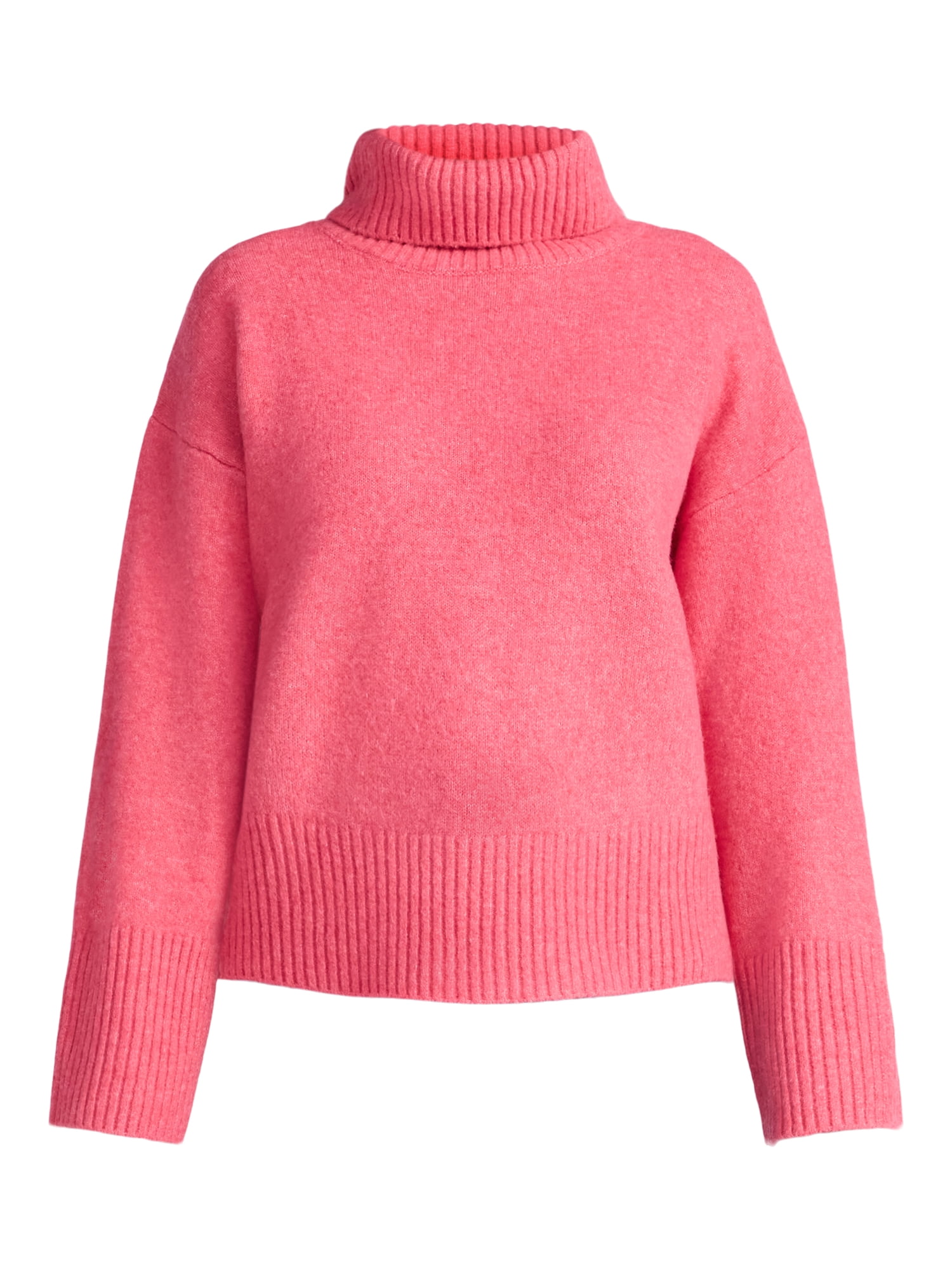 Time and Tru Women's Chunky Turtleneck Pullover Sweater with Long Sleeves, Mid-weight, Sizes XS-XXXL