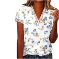 thumbnail image 1 of Birdeem Mode Femmes Été Col en V Manches Courtes T-Shirt Imprimé Décontracté Blouse, 1 of 1