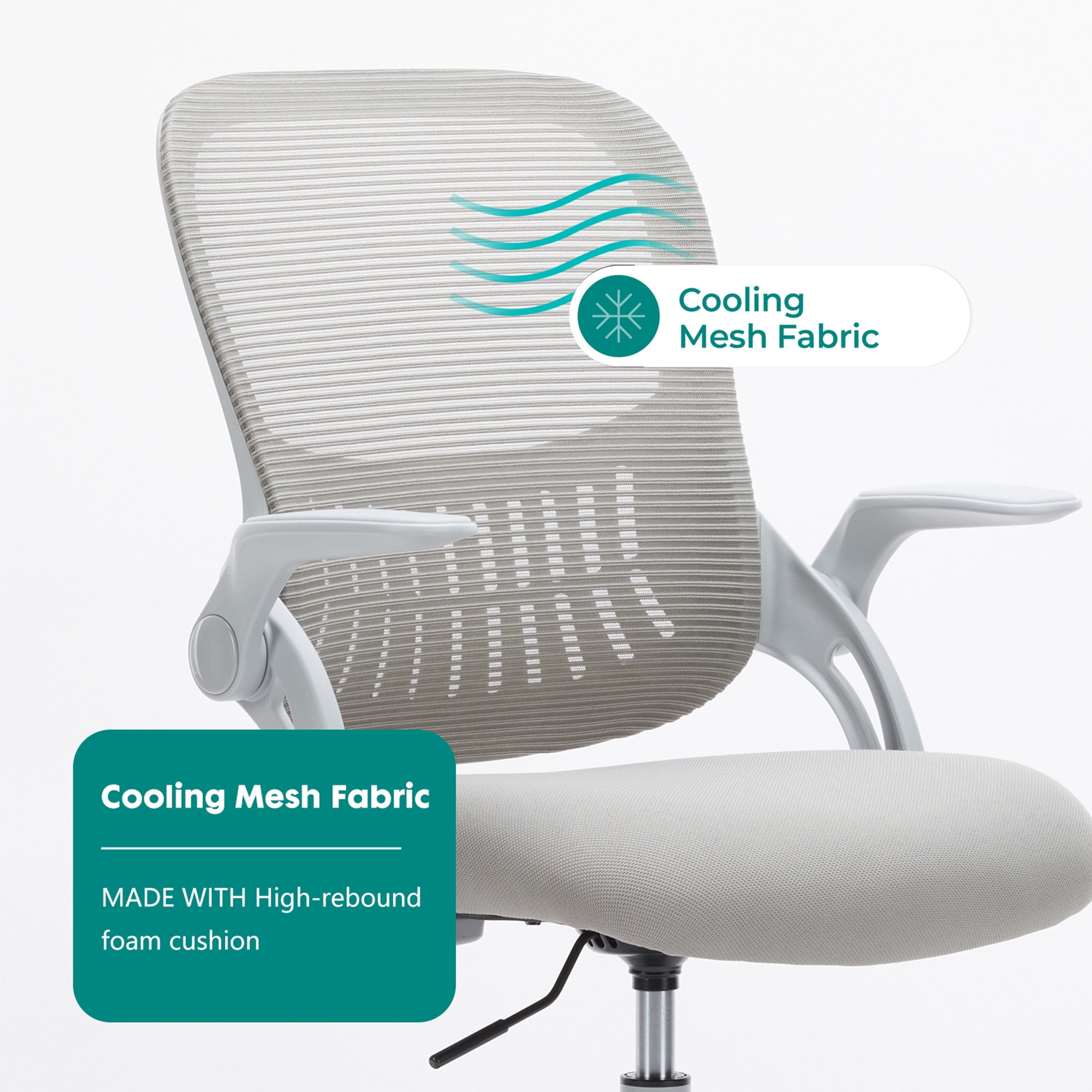 JOINSUN Home Office Desk Chair, Ergonomic Mid Back with Adjustable Height, Lumbar Support, Gray
