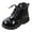 Black, variant on OVINYER Stylish Versatile Solid Color Lace Up Girls Boys Short Boots Toddler Little Kid Children Boots Shoes Casual Cute Prewalker Footwear Indoors Outdoor