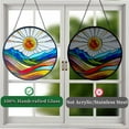 thumbnail image 4 of Artistic Colorful Sunrise Stained Glass Suncatcher - Window Wall Hanging Ornament Hand-Painted Glass Panel Sun Catcher - Decoration for Home Garden Christmas Party Wedding Housewarming Gifts, 4 of 5
