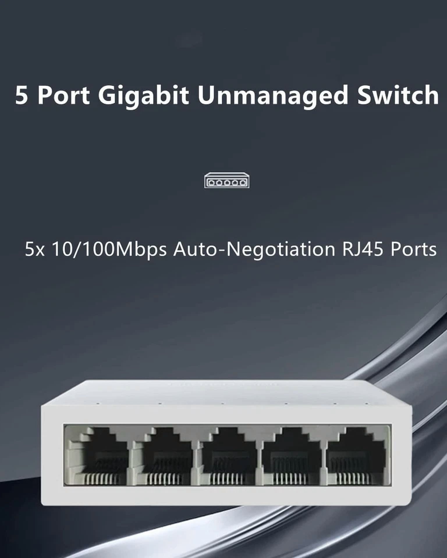 RHEA- 5 Port Gigabit Ethernet Switch 10/100 Mbps Desktop Splitter 4 Port...