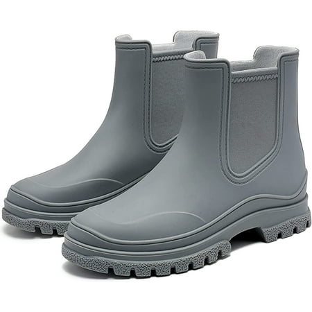 

Ankle Rain Boots for Women Black Waterproof Comfortable Garden Shoes High Top Fashion Work Water Footwear