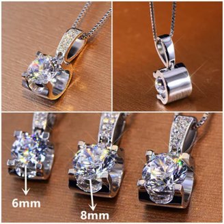 Women’s 925 Sterling Silver Cubic Zirconia Necklace Pendant – Lab-Created Charm Jewelry