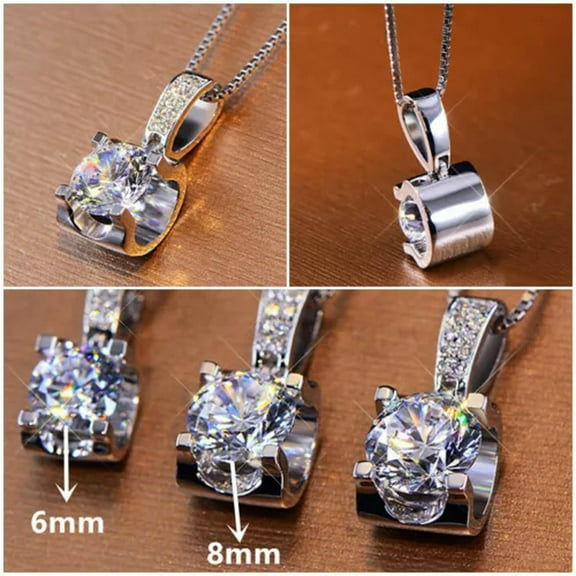Round Cut Cubic Zircon Engagement Jewelry Charm 925 Silver Necklace Pendant