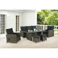 thumbnail image 6 of Asti All-Weather Wicker 6-Piece Outdoor Seating Set with Reclining Sofa, Two Reclining Chairs with Two Ottomans and 26"H Cocktail Table, 6 of 10