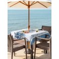 thumbnail image 3 of Outdoor Tablecloth with Umbrella Hole for Patio/Picnic/Party/Camping, Blue Coastal Waterproof Table Cloth Square Cover Washable, Orange Starfish Coral Beach Nautical Botanical (54"x 54"), 3 of 8