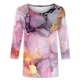 thumbnail image 4 of CYMMPU Business Work Blouses Fashion Tunic Tops Vintage Summer Fall Floral Printed 3/4 Length Sleeve Basic Tees Crewneck Shirts 2025 Clothes for Women Pink M, 4 of 4
