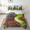 thumbnail image 2 of jejeloiu Cartoon Train 7-Piece Bedding Comforter Set,Railway Trck King Bedding Sets,Western Farmhouse Cabin Bed Sheets For Boys Teens,Luxury Bedroom Decor Reversible, 2 of 8
